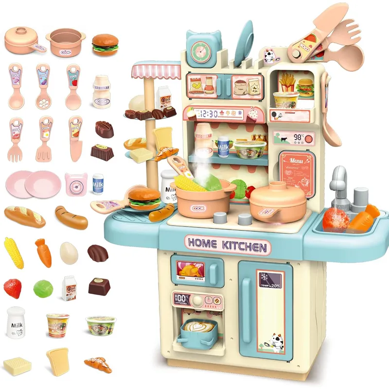 MARKET TOYS - Cocina Infantil Función De Agua + Luz + Sonido + Vapor 35 Cm