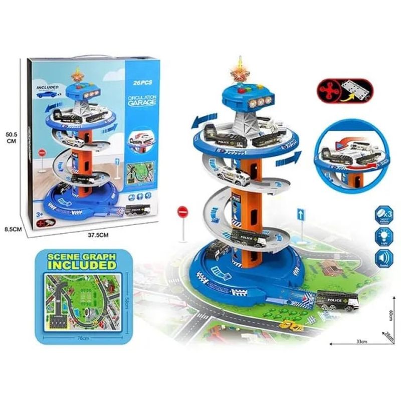MARKET TOYS - Pista De Carros Police + Licuadora + Sonidos + Luces