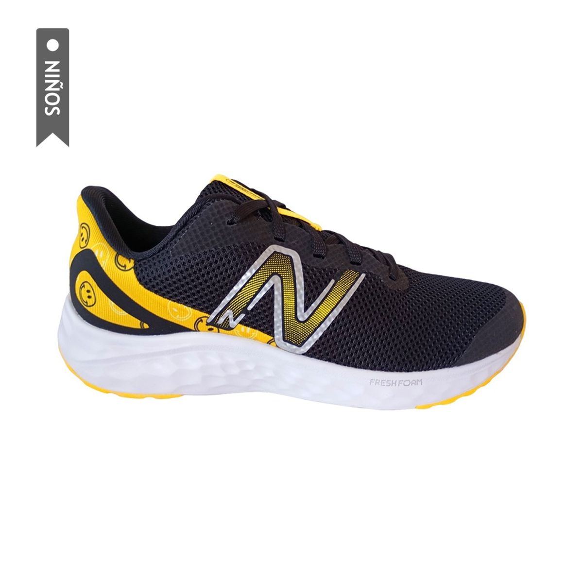 NEW BALANCE - Tenis New Balance Fresh Foam Arishi Niño-Negro/Amarillo