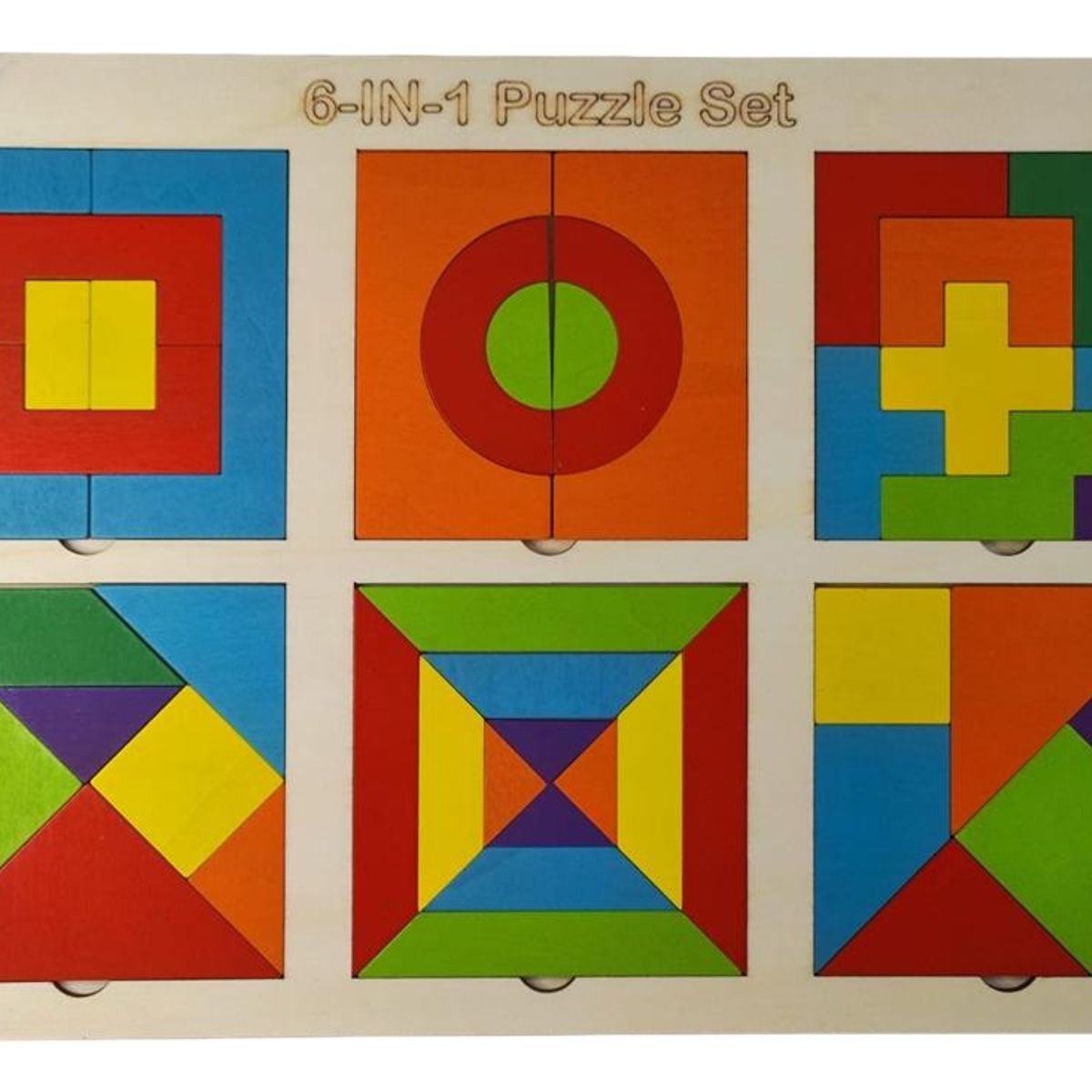 GENERICO - Rompecabezas Madera Tangram 6en1 Puzzle Figuras Geométricas