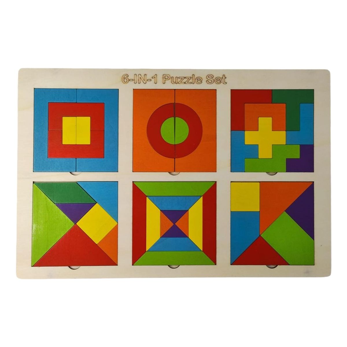 GENERICO - Rompecabezas Madera Tangram 6en1 Puzzle Figuras Geométricas