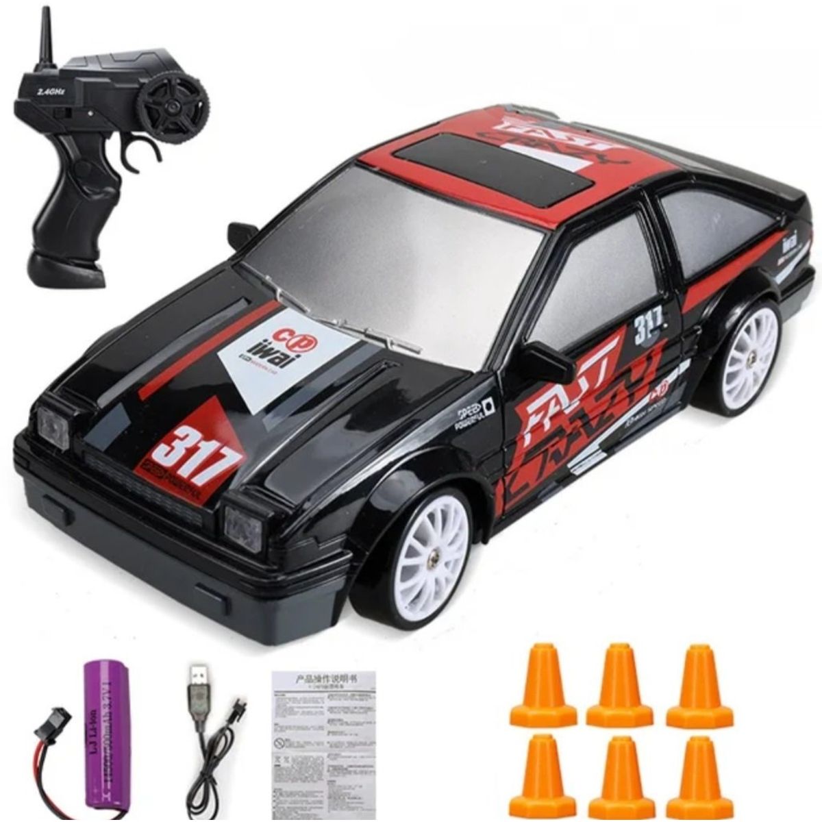GENERICO - Carro Coche Rc Radio Control Remoto Drift 4wd negro
