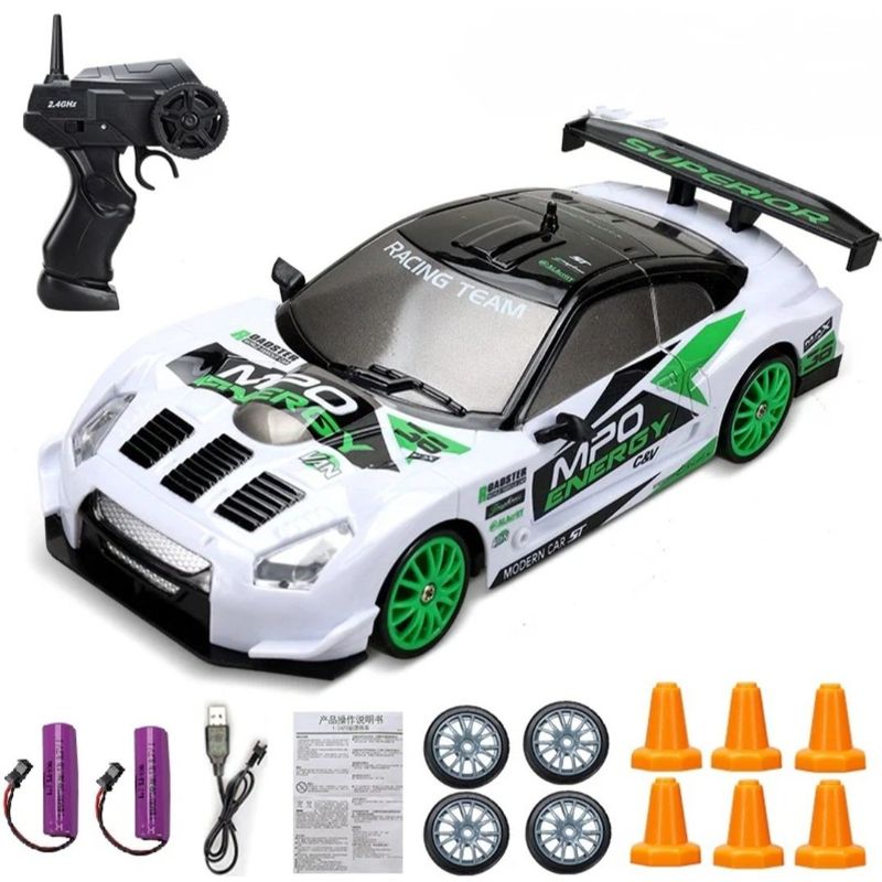 GENERICO - Carro Coche Rc Radio Control Remoto Drift 4wd Blanco x 2 bat