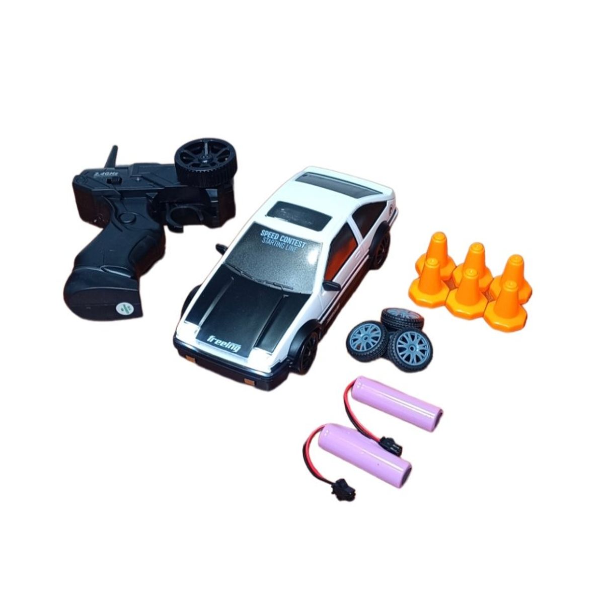 GENERICO - Carro Coche Rc Radio Control Remoto Drift 4wd bl-pt x 2 bat