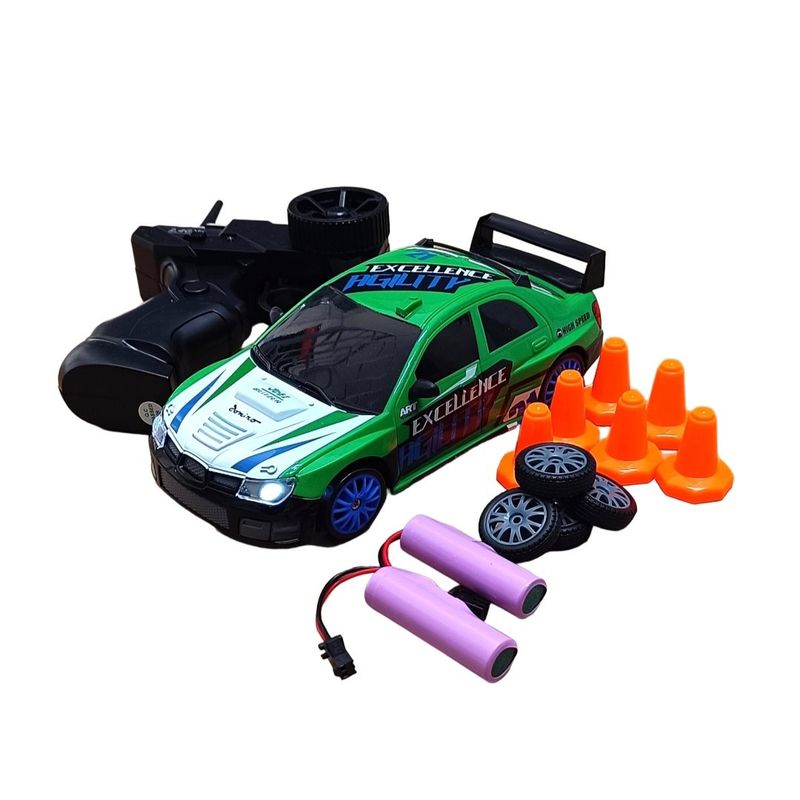 GENERICO - Carro Coche Rc Radio Control Remoto Drift 4wd VERDE x 2 bat