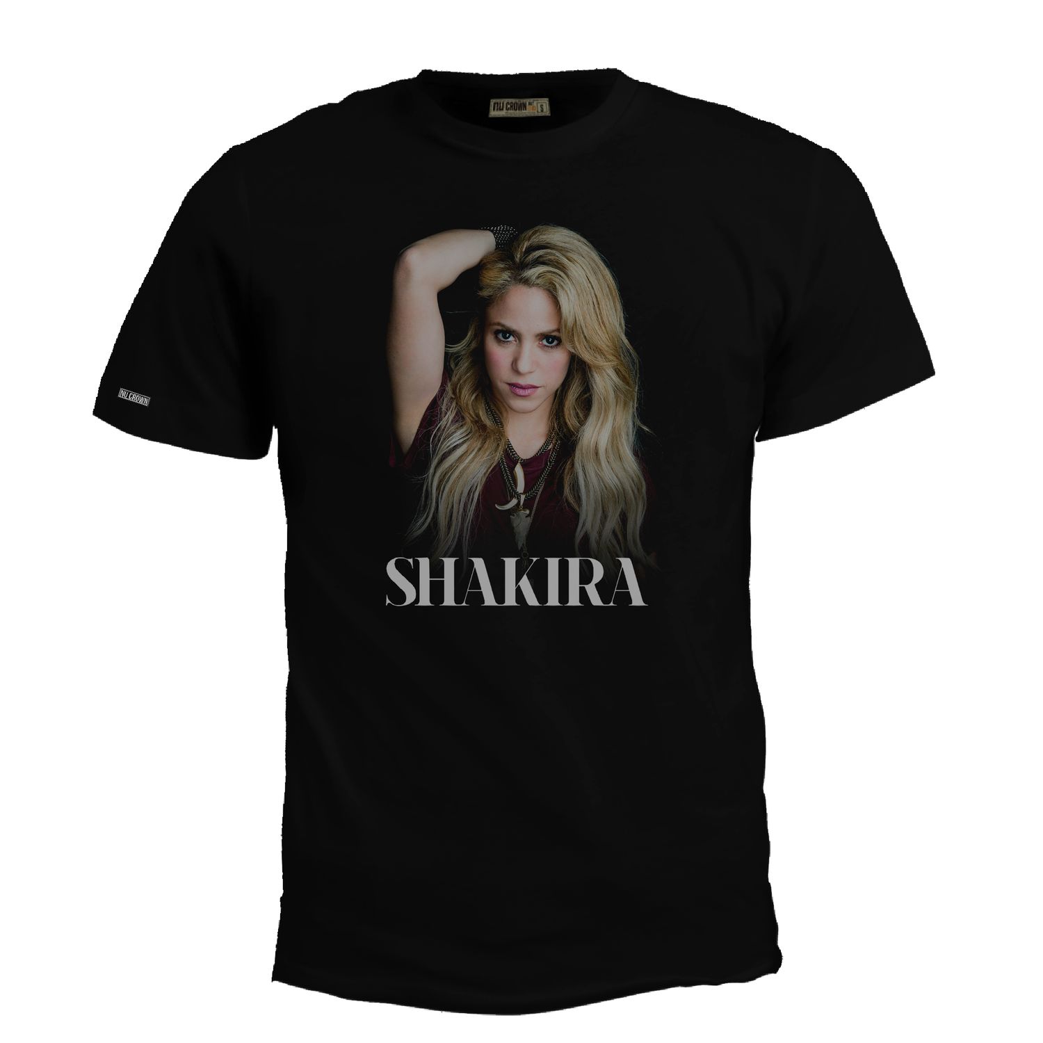 Camiseta Shakira Poster Pop Rock Nu Crown Hombre Color Negro