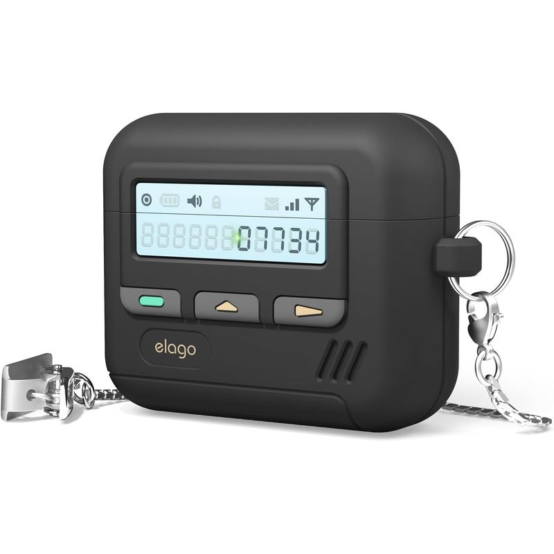 ELAGO - ELAGO Estuche Compatible AirPods 4 Pager Con Clip Cadena Negro