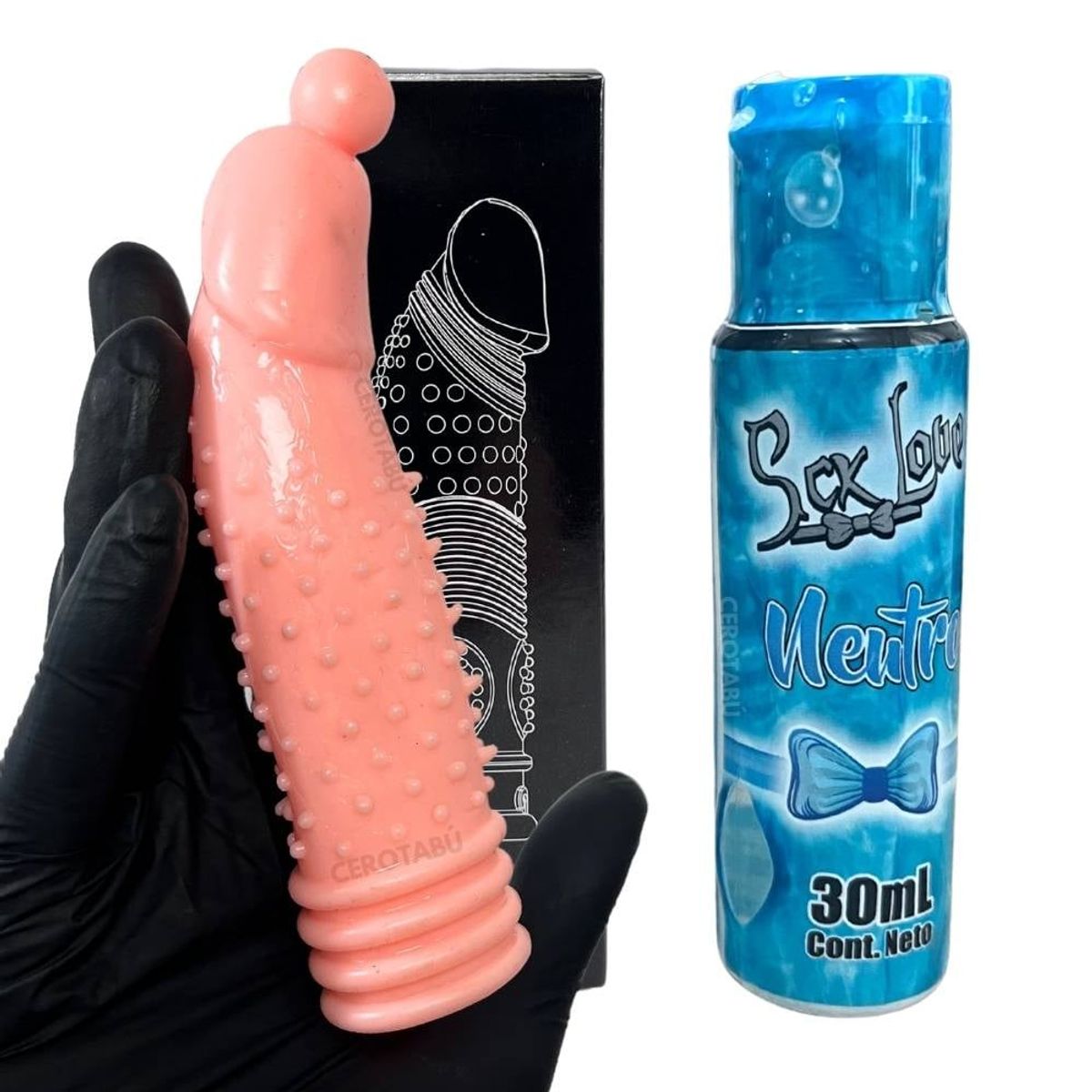 GENERICO - Funda Para El Pene Condon Con Textura + Lubricante Neutro