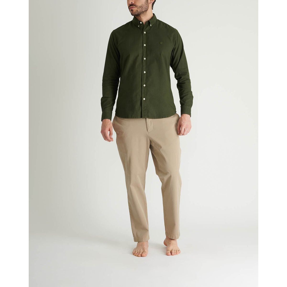 NO DRAMA - Camisa oxford manga larga NO DRAMA Verde CAMOXFOMLGREEN