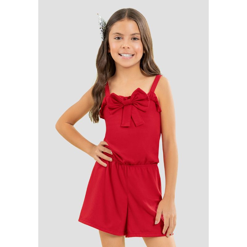 MARKETING PERSONAL - Enterizo Corto Infantil Femenino Rojo Mp 104531