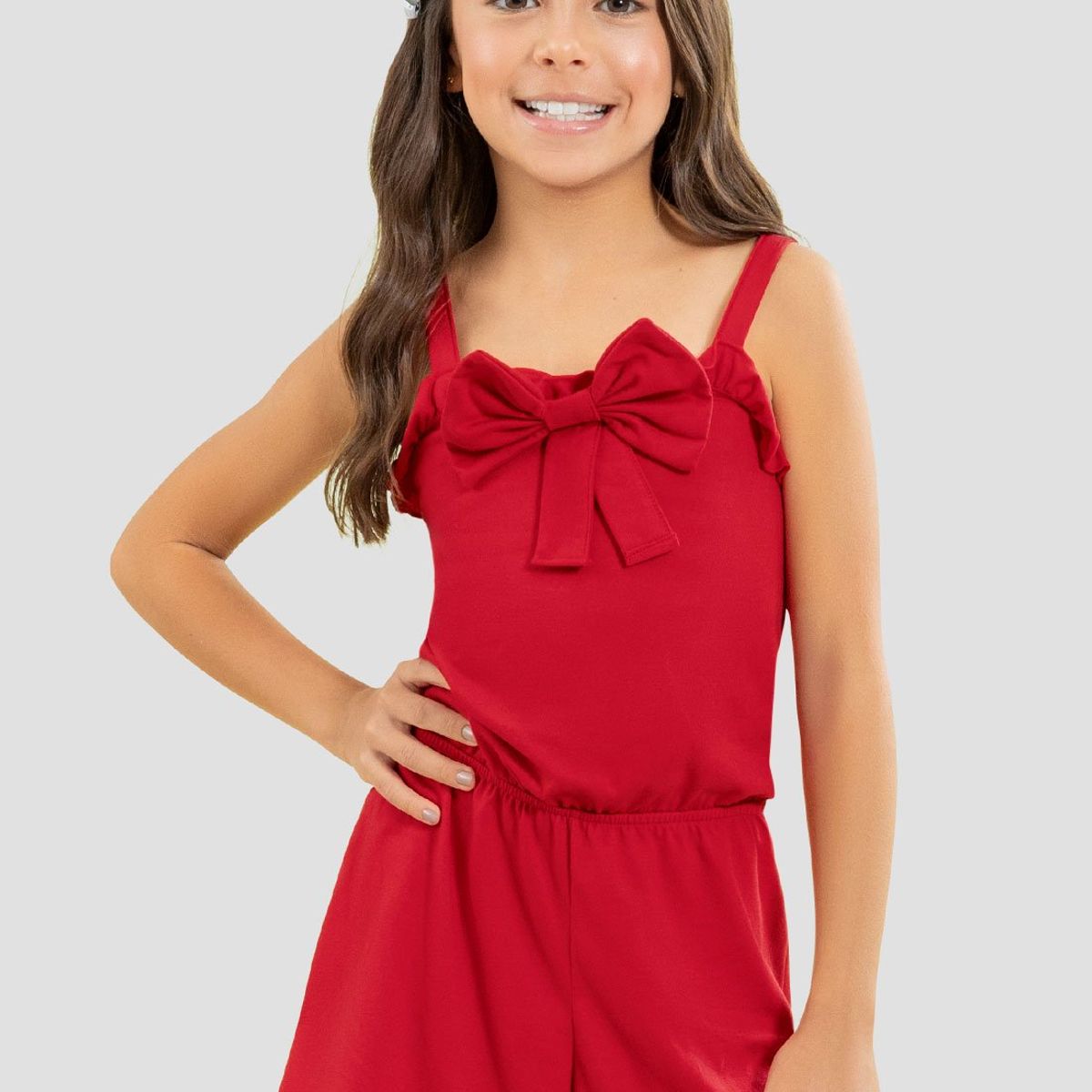 MARKETING PERSONAL - Enterizo Corto Infantil Femenino Rojo Mp 104531