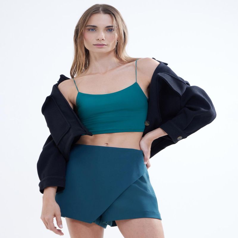 SEVEN SEVEN - Crop Top Para Mujer Manga Sisa Color Verde Oscuro Marca Seven Seven #28095714