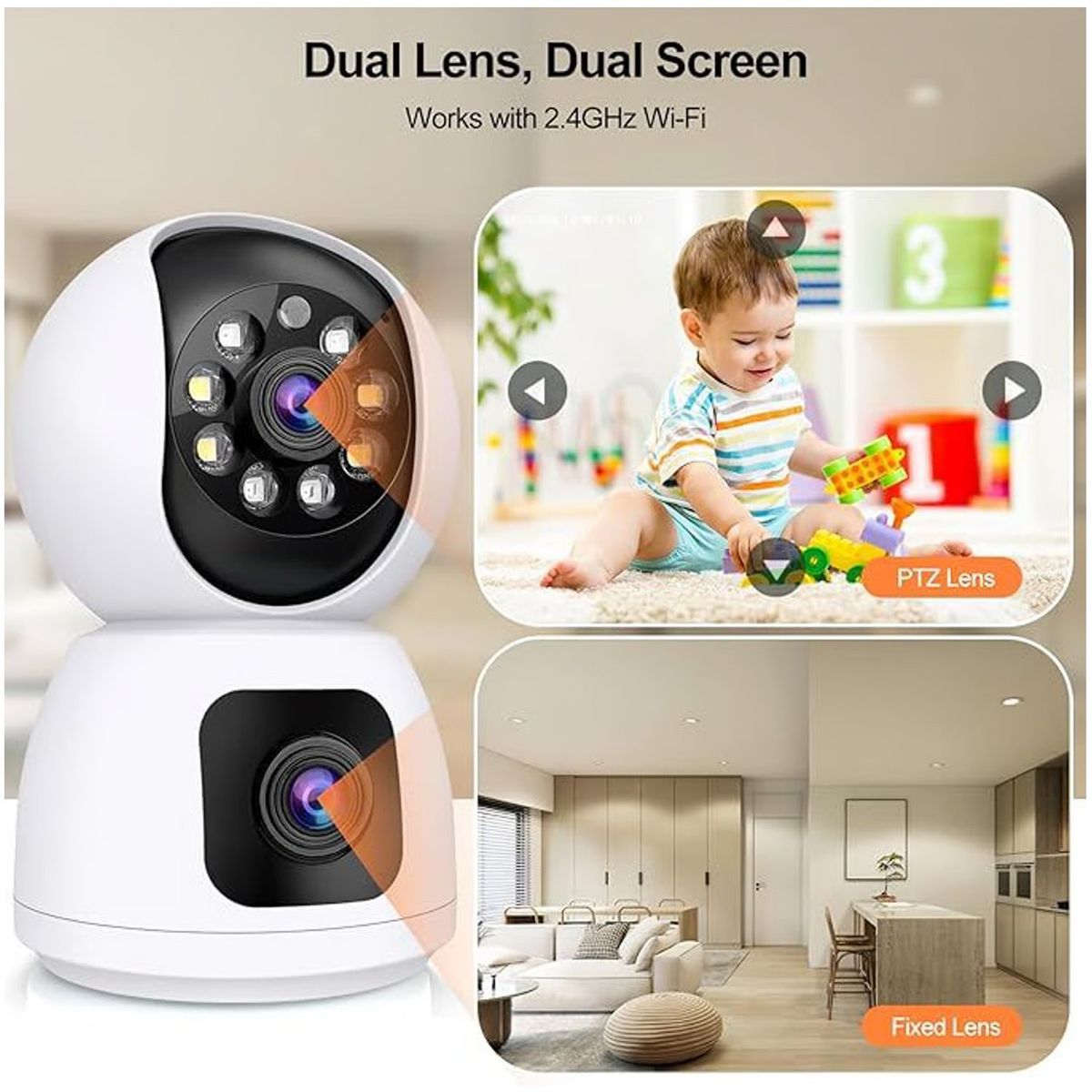 ONE PIXEL - Cámara De Seguridad Interiores De Doble Lente 5G 2MP X2 WiFi