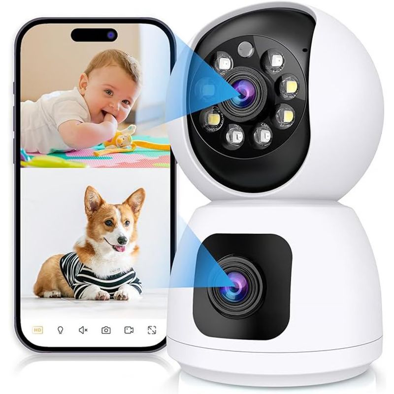 ONE PIXEL - Cámara De Seguridad Interiores De Doble Lente 5G 2MP X2 WiFi