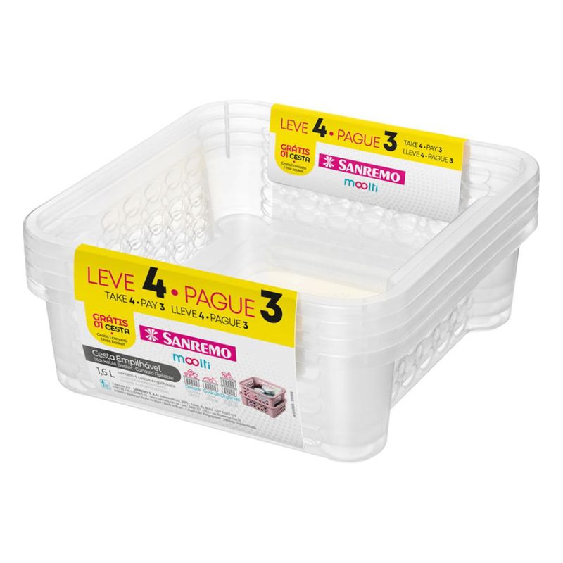 SANREMO - JUEGO L4P3 CANASTA PLAST SANREMO 16L