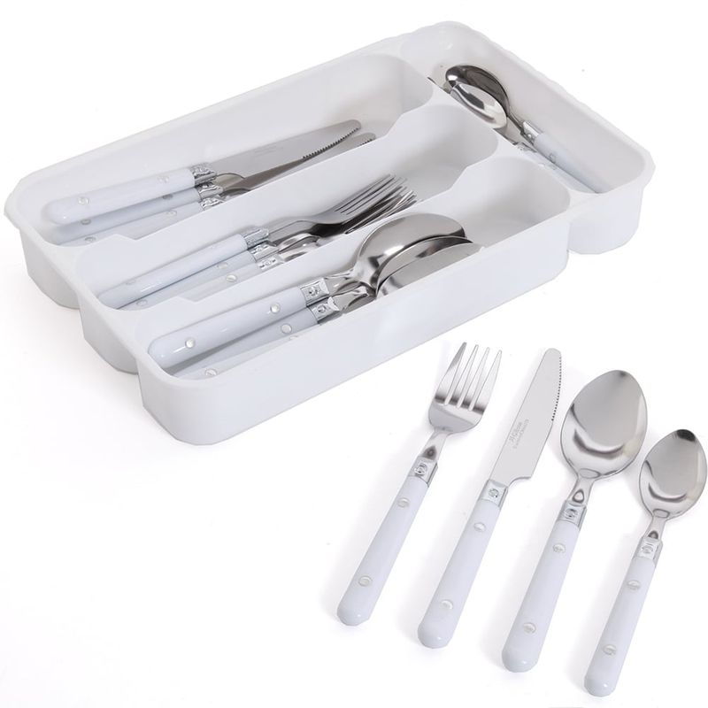 GIBSON - SET DE CUBIERTOS CASUAL LIVING 24PC MANGO PLASTICO CUBIERTERO BLANCO