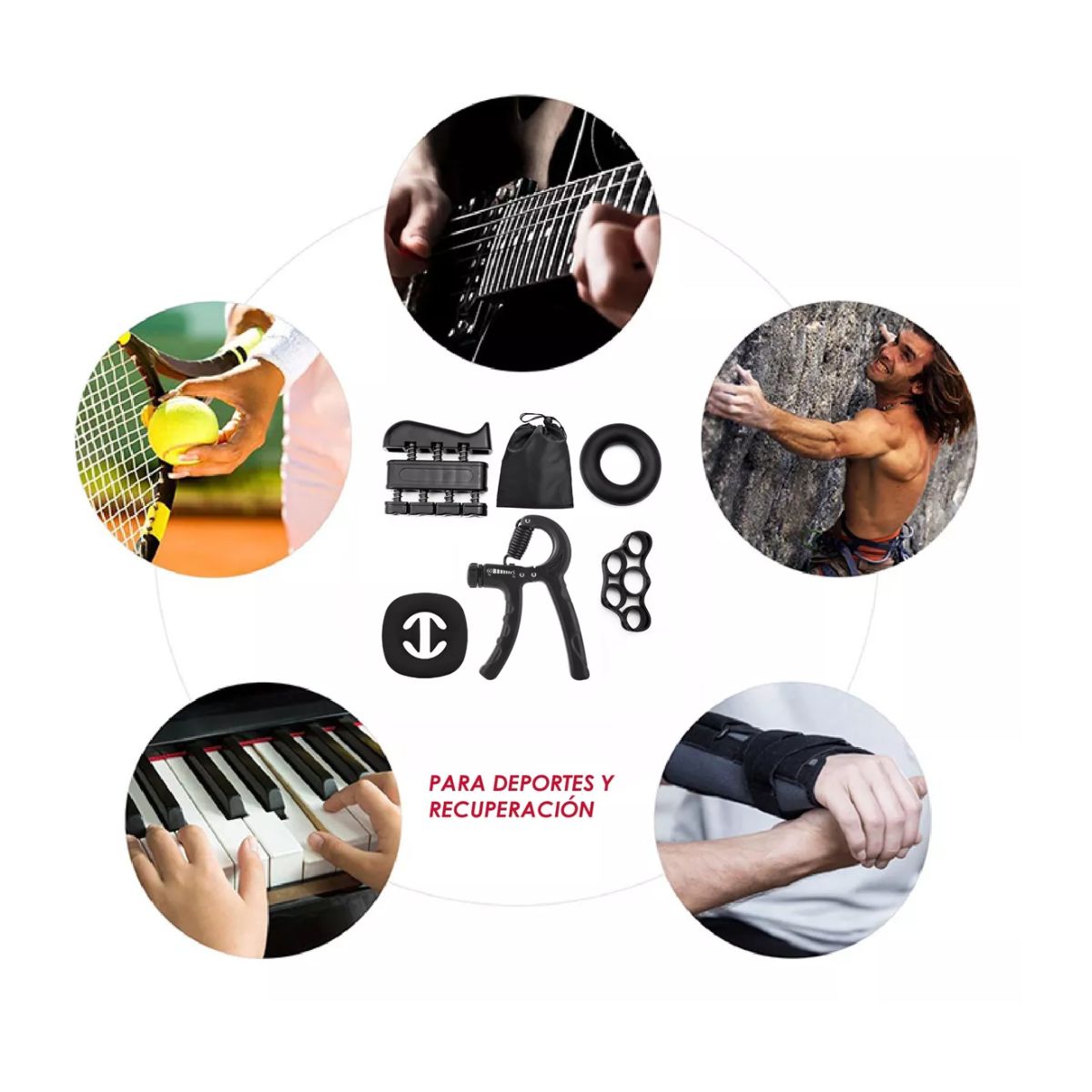 AFM - Kit Hand Grip Ejercitadores Mano Muñeca Antebrazo Graduable