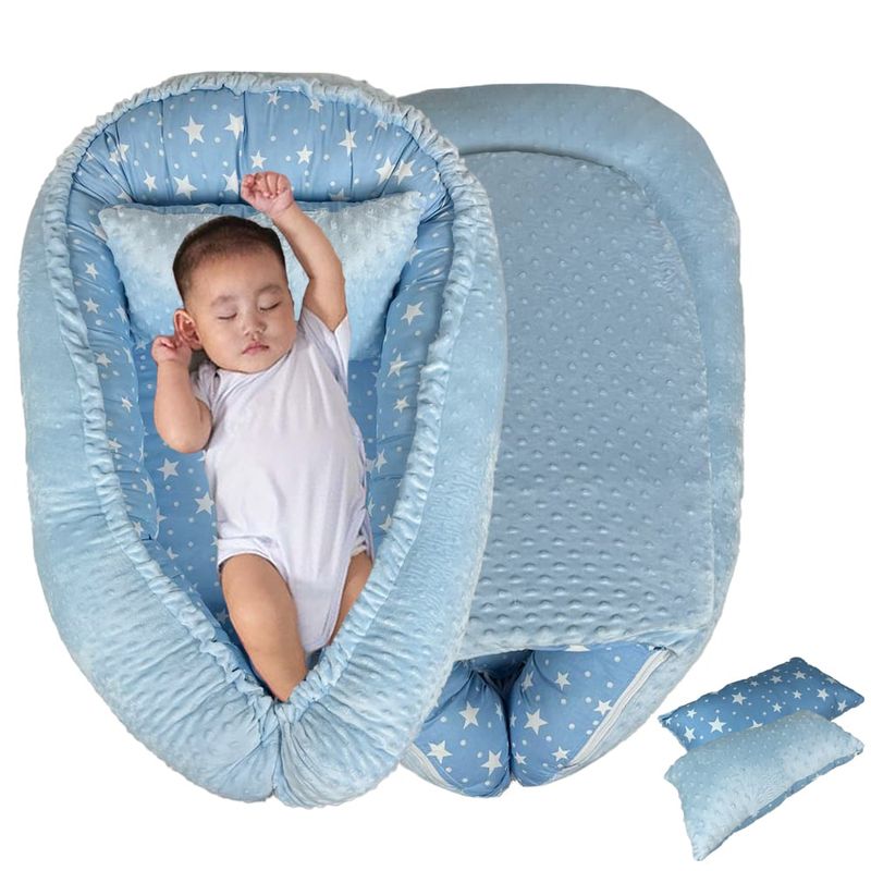 BOOGY - Nido cuna portatil acolchado para bebe Azul