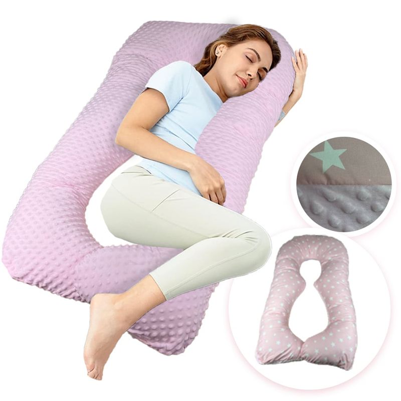 BOOGY - Cojin almohada embarazo cuerpo entero soporte rosado