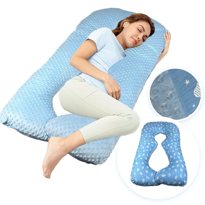 BOOGY - Cojin almohada embarazo cuerpo entero soporte azul