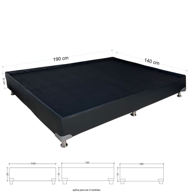 GENERICO - Base Cama 120x190 Con Pestaña SNegro