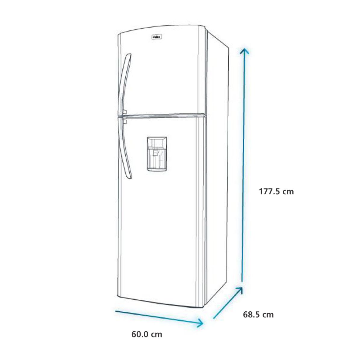 MABE - Nevera Mabe No Frost Congelador Superior 313 Litros RMA313FXCT Platinum