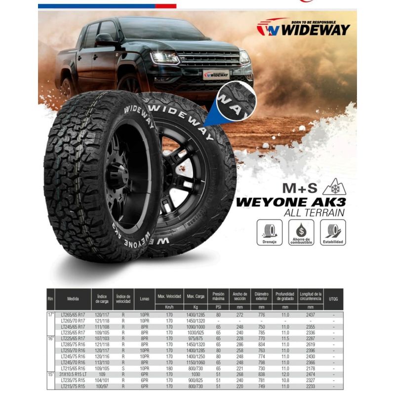 GENERICO - LLANTA LT23575R15 6PR 104101R WEYONE AK3 WIDEWAY