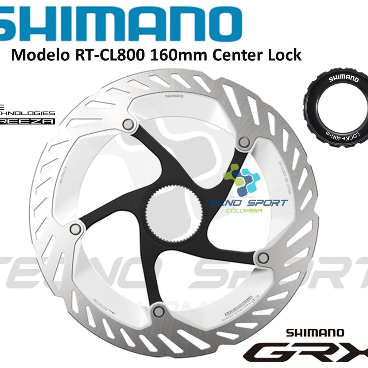 SHIMANO - Disco Rotor Shimano Rt-cl800 160mm Freno Center Lock