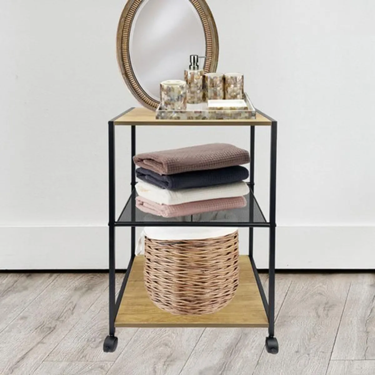 DIMATEX LEON - Mesa Auxiliar Con Ruedas Tres Niveles Decorativa Refmurcia