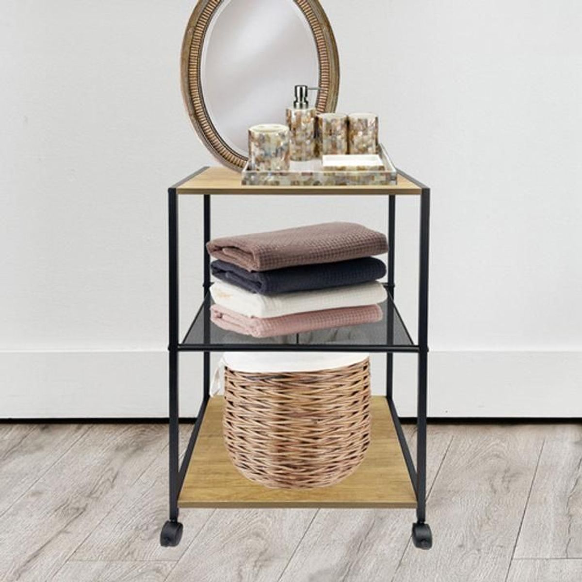 DIMATEX LEON - Mesa Auxiliar Con Ruedas Tres Niveles Decorativa Refmurcia