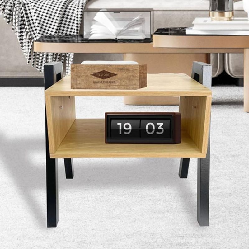 DIMATEX LEON - Mesa De Noche Moderna Madera Nochero Decorativo Refburgos