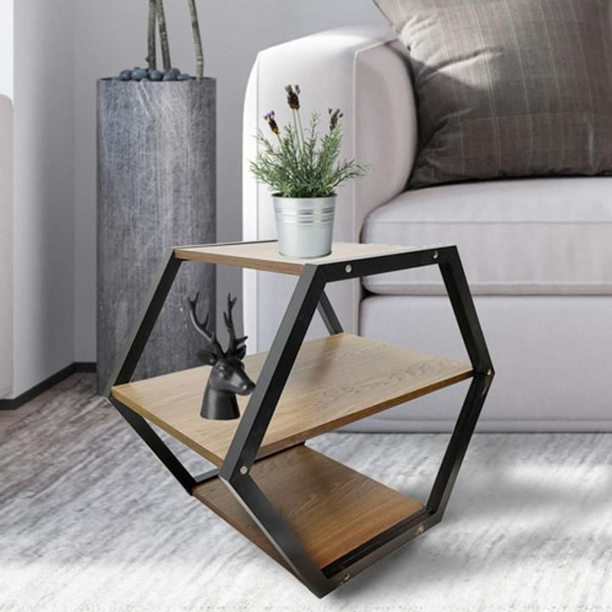 DIMATEX LEON - Mesa Auxiliar Hexagonal Sala Decorativa Moderna Refbilbao