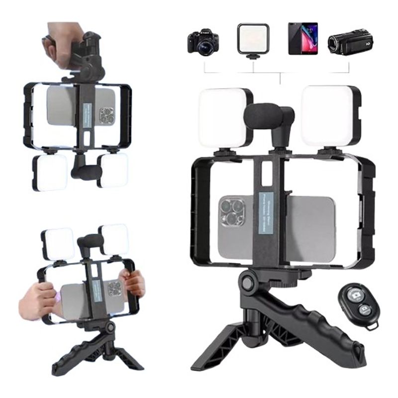 GENERICO - Tripode Estabilizador Celular Tablet Doble Luz Led Flash