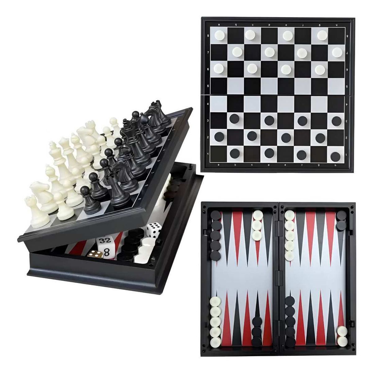 GENERICO - Juego De Mesa Estrategia 3 En 1 Ajedrez ,backgammon Y Damas