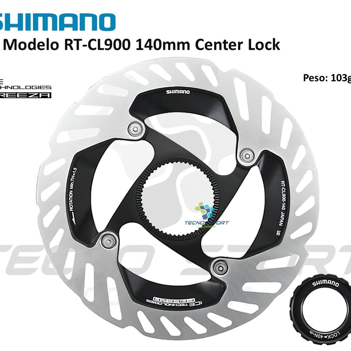 SHIMANO - Disco Rotor Shimano Cl900 140mm Freno Center Lock