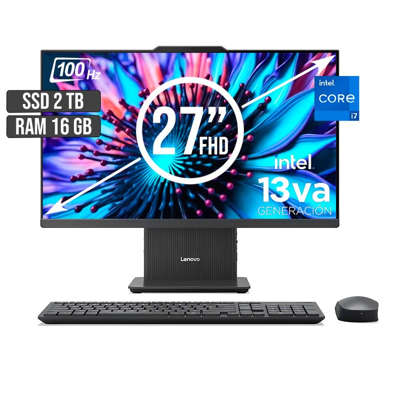 LENOVO - TODO EN UNO LENOVO INTEL CORE I7-13620H SSD 2TB RAM 16GB LED 27 FHD 100Hz