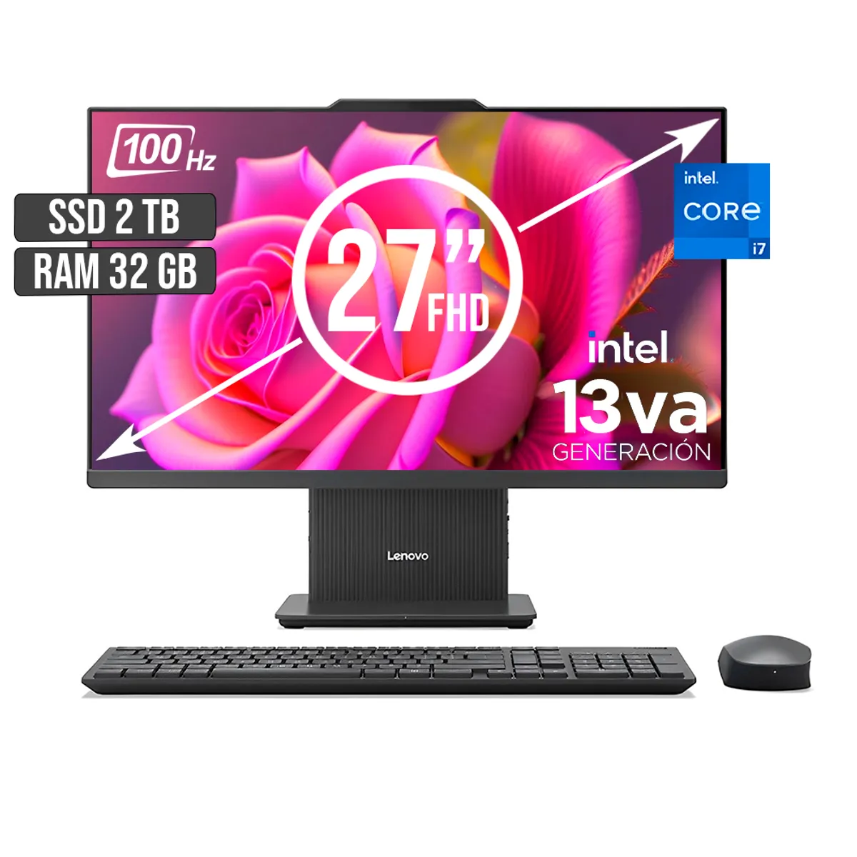LENOVO - TODO EN UNO LENOVO INTEL CORE I7-13620H SSD 2TB RAM 32GB LED 27 FHD 100Hz