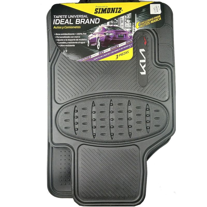 SIMONIZ - Tapetes para Kia de 3 Piezas Caucho PVC Universal