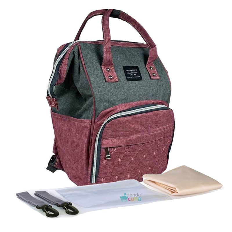 INSULAR - pañalera cambiador bicolor bolso morral bebe rojo