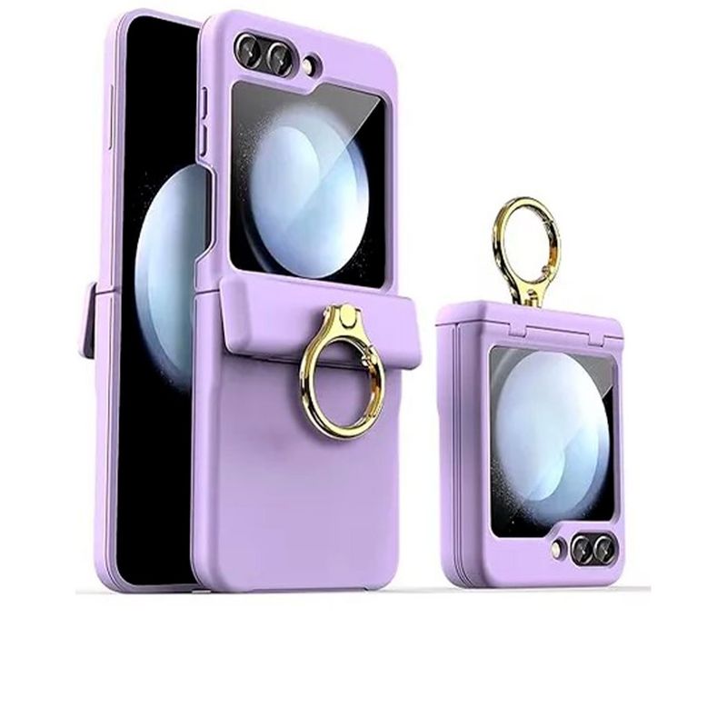 GENERICO - Estuche Slim Ring + Glass para Samsung Galaxy Z Flip 6 Lila