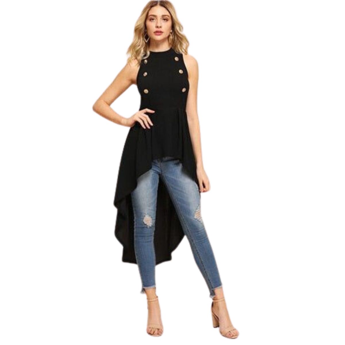 NEGRELI - BLUSA COLA DE PATO CON BOTONES REF-2017