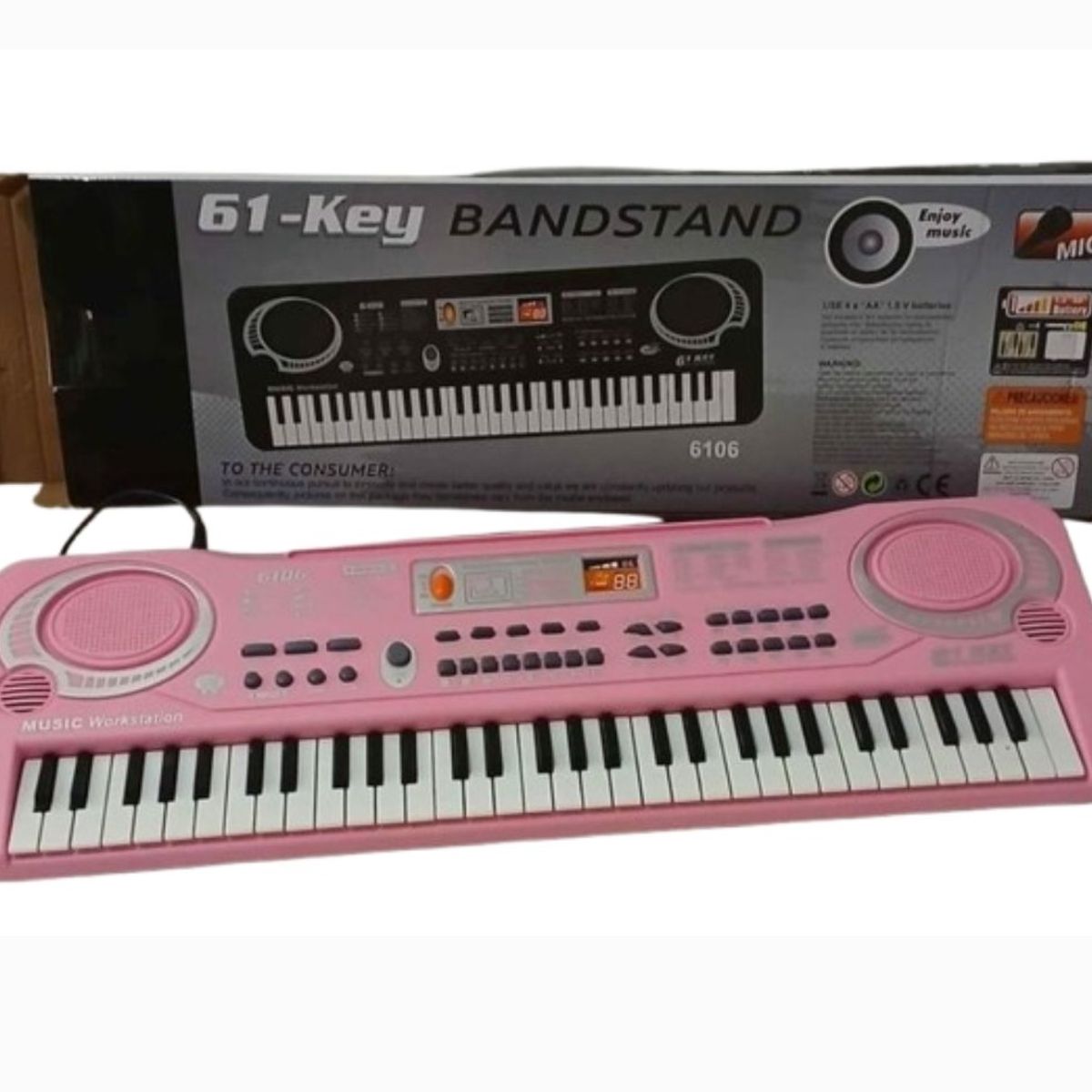 GENERICO - Piano infantil 61 teclas rosado 54 cm juguete niños