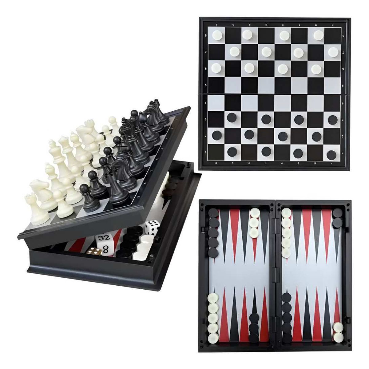 GENERICO - Juego De Mesa Estrategia 3 En 1 Ajedrez ,backgammon Y Damas