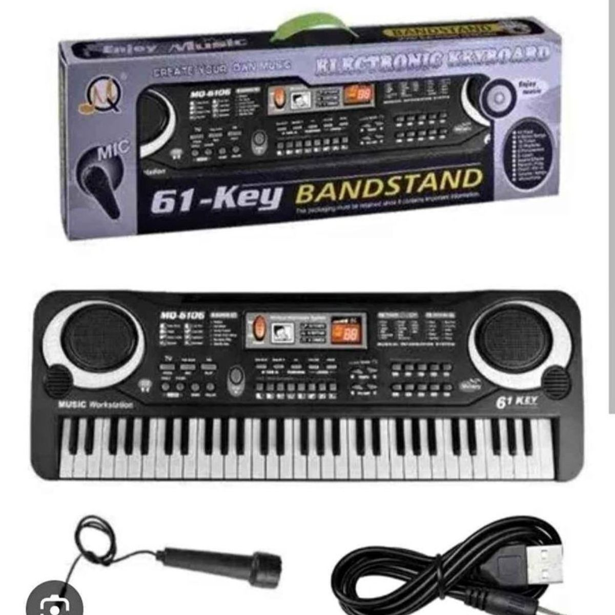 GENERICO - Piano de 61 teclas negro 54 cmx 17 cm juguete niños