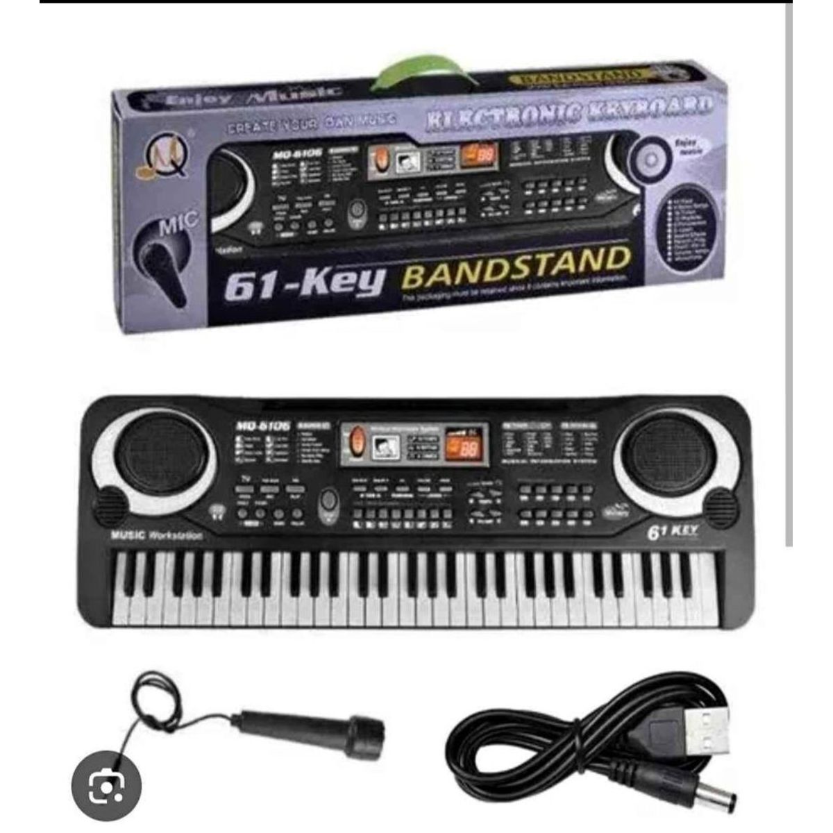 GENERICO - Piano de 61 teclas negro 54 cmx 17 cm juguete niños