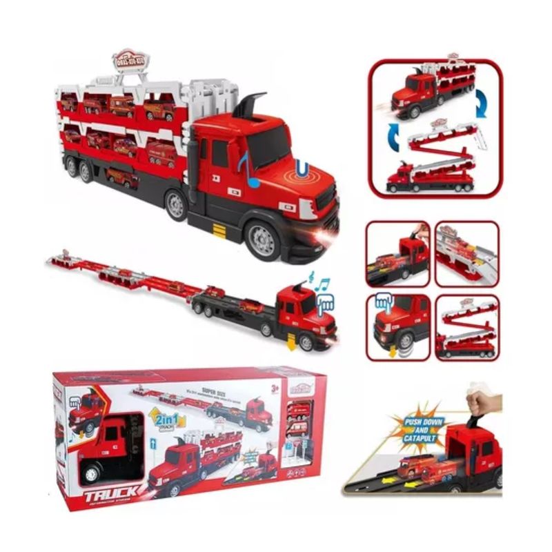 GENERICO - Pista Camion Transportador 2,11 Metros Luces Sonido Autos