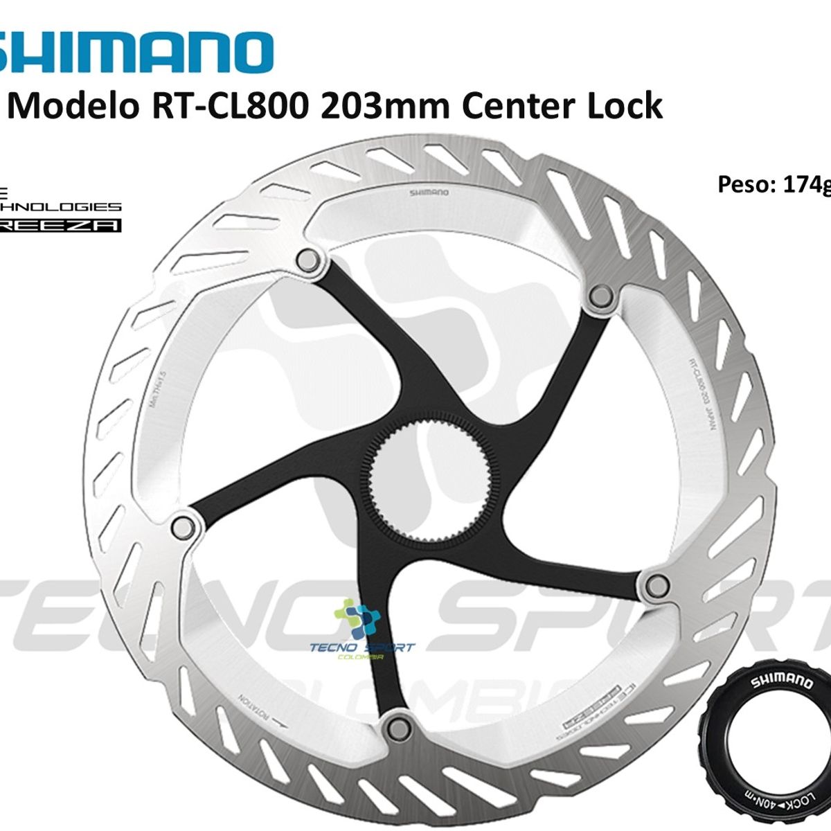 SHIMANO - Disco Rotor Shimano Cl800 203mm Freno Center Lock