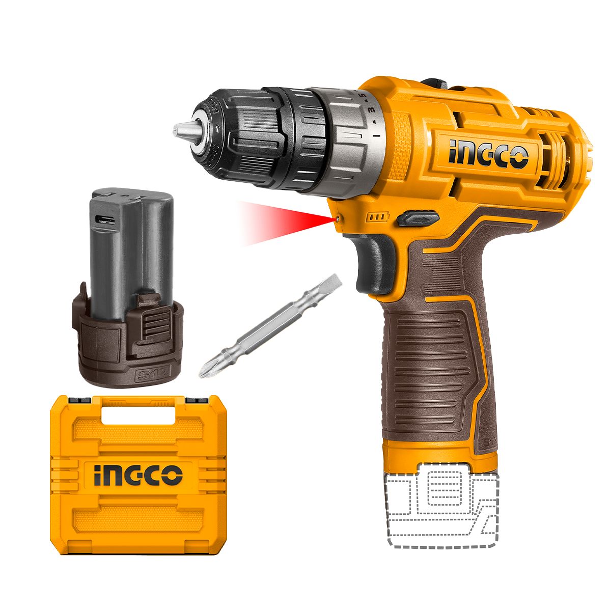 INGCO - TALADRO INALÁMBRICO 38 12V