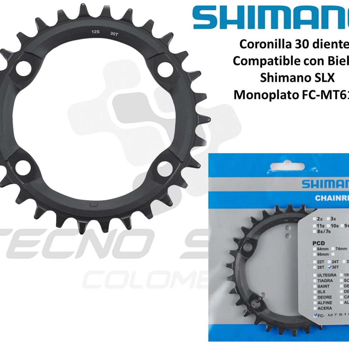 SHIMANO - Plato Coronilla Shimano Mt610 12v Monoplato 30 Bicicleta Mtb