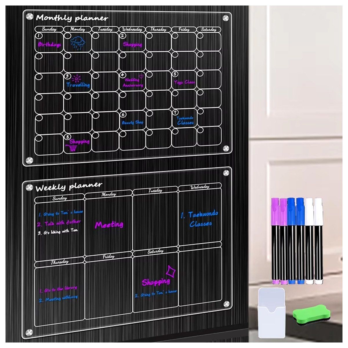 GENERICO - Calendario Planificador Mensual Semanal Reutilizable Acrílic
